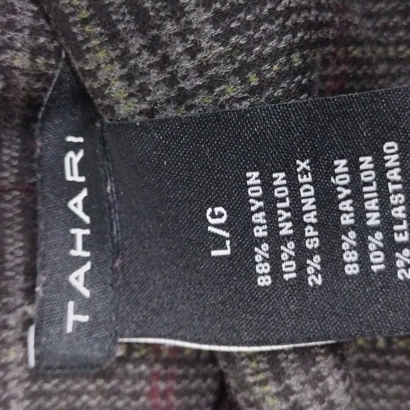 Tahari Black Window Pane Glen Plaid Mid Rise Elastic Waistband Pull On Leggings - Picture 4 of 11